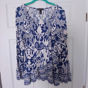 INC long sleeve Large Blue and White shirt